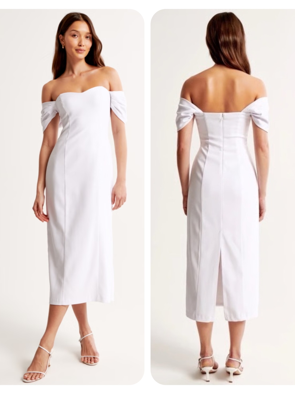 Abercrombie & Fitch White Clean Off The Shoulder Sweetheart Midi Dress XL Bridal